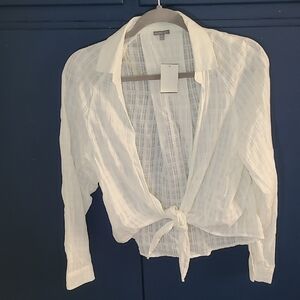 White Tie-Front Blouse